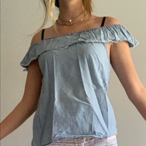 Blue off the Shoulder Top - Girls